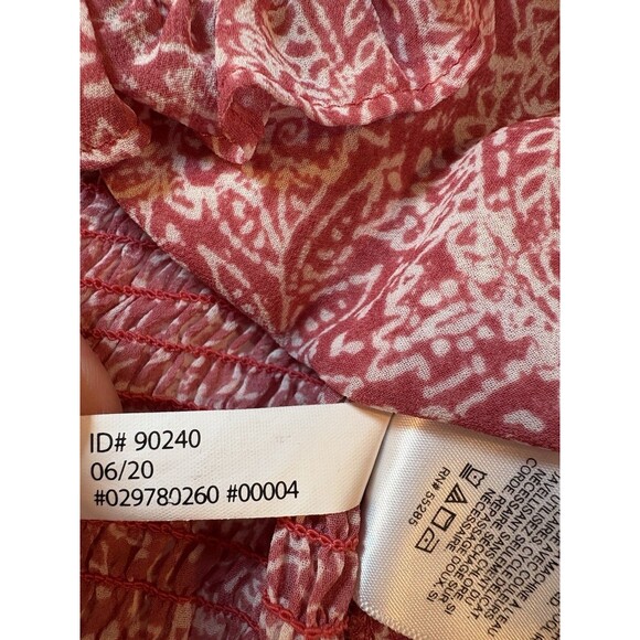 Express Sheer Paisley Print Blouse Women’s Medium Pink & White Long Sleeve Boho - Picture 8 of 8